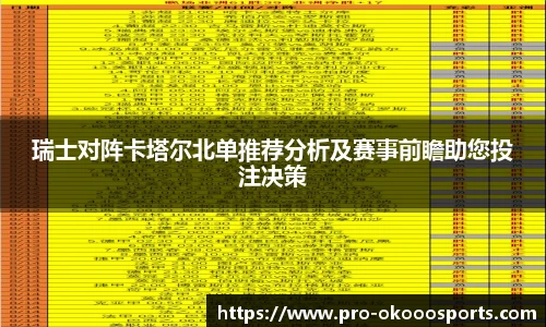 瑞士对阵卡塔尔北单推荐分析及赛事前瞻助您投注决策